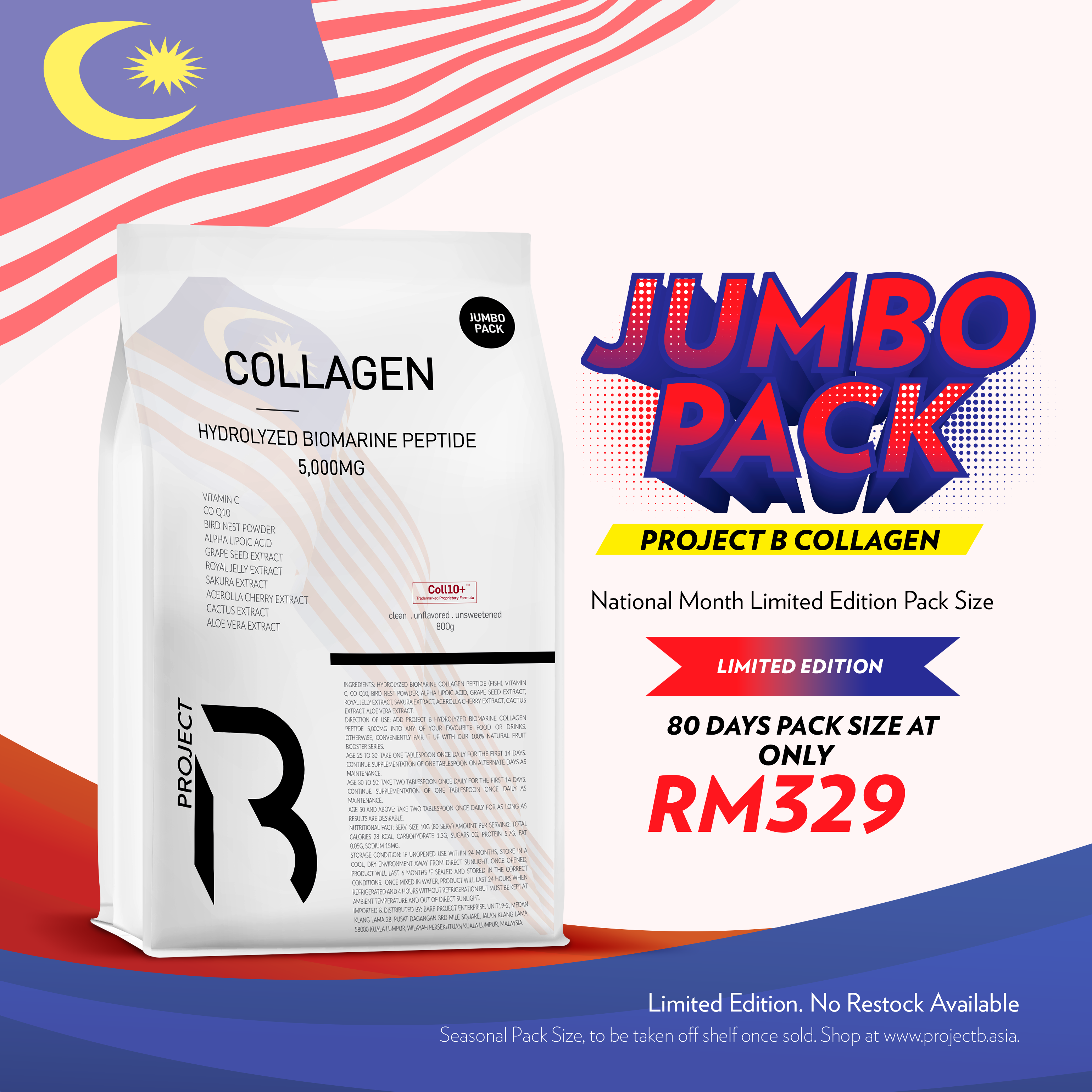 National Special: JUMBO Project B Hydrolyzed Biomarine Collagen Peptide 5,000mg