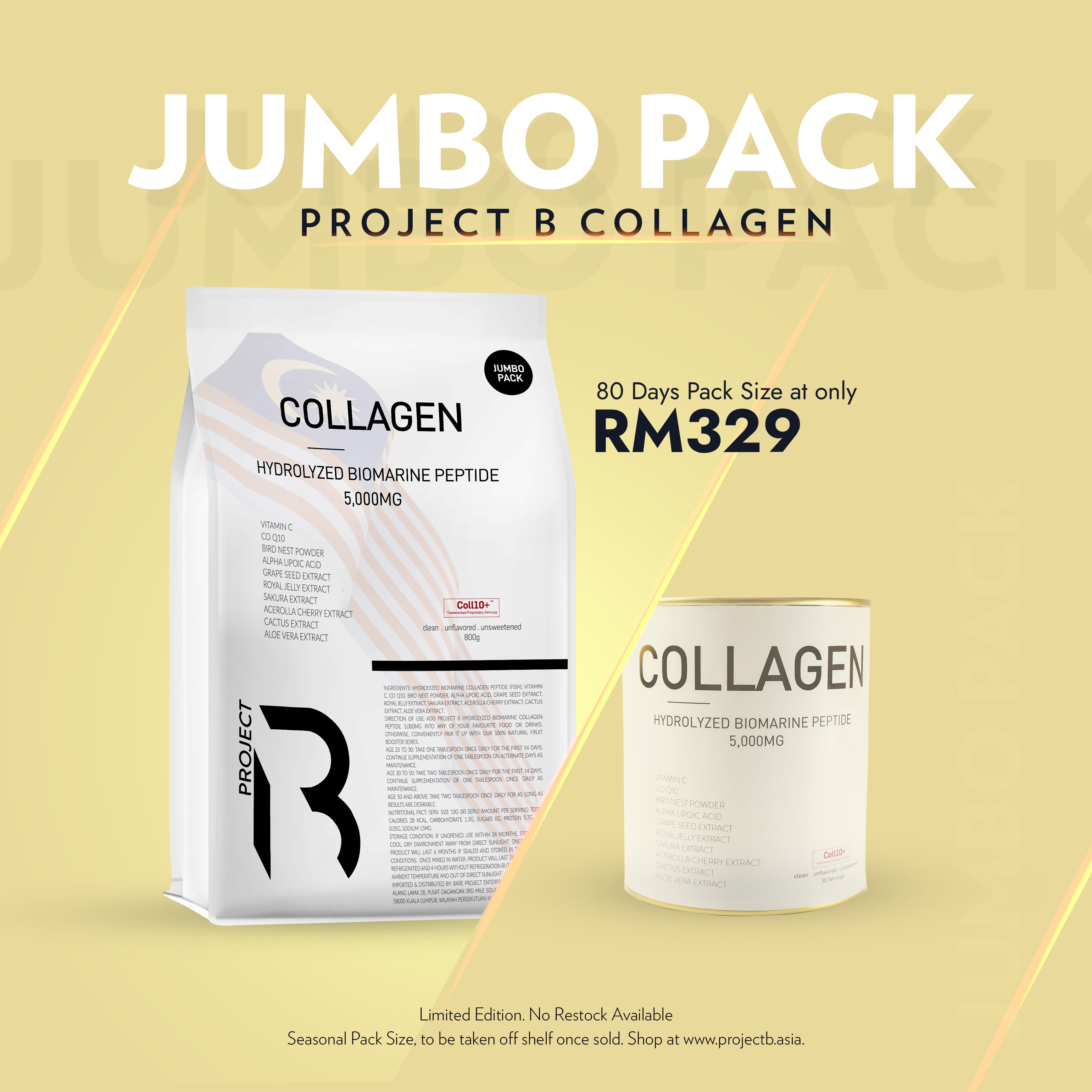 National Special: JUMBO Project B Hydrolyzed Biomarine Collagen Peptide 5,000mg